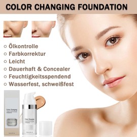 Foundation Colour Changing, Colour-Changing Foundation for Mature Skin, Flawless Concealer Liquid Foundation Make Up, Long Lasting Makeup Hold Changing Foundation, Moisturising (12 ml)