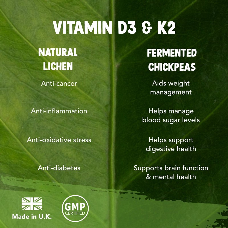 Vegan Vitamin D3 4000iu and Vitamin K2 MK7 100µg High