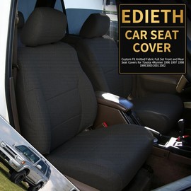 EDIETH Heavy Duty Front Seat Covers for Toyota 4Runner 1996 1997 1998 1999 2000 2001 2002 Composite Sponge Cloth Fabric Lining with Headrests Easy to Clean - Black