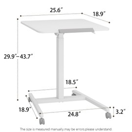 PUNCIA Adjustable Height Overbed Table with Wheels Lockable Rolling Bedside Table Tilting Desktop Laptop Computer Tray Desk Cart Mobile Over The Bed Table Tilting Bed Table