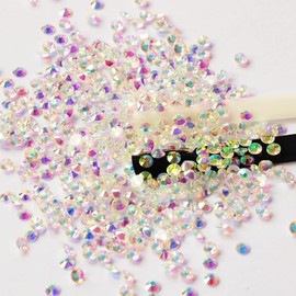 Dowarm 1440 Pieces SS4 Flatback Rhinestones, 1.5MM Flatback Crystal Rhinestones for Craft Nails Dance Costumes, Non Hotfix Rhinestones, Transparent AB