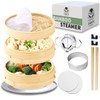 Chef's Palace Bamboo Steamer Basket | 10 Inch 2 Tier