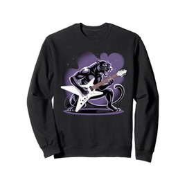 Kids Black Panther Playing Guitar Rock Star Rock and Roll Sweatshirt