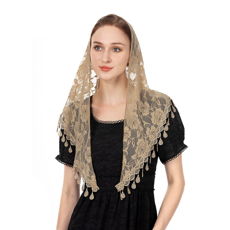 Wgior Triangle Veil for Church Lace Chapel Veil Catholic Mass