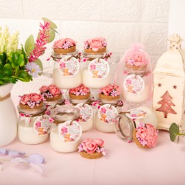 20 Pcs Bear Baby Shower Favors Party Candle Lavender Scented Glass Mason Jar Wax Candle Bulk for Guests Girl Boy Gender Reveal Party Gifts（Pink）