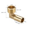 sourcing map Brass Barb Hose Fitting, 90 Degree Elbow 14mm