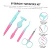 WOONEKY 1 Set Eyebrow Tweezers Colorful Metal Beauty Eyelash Holder