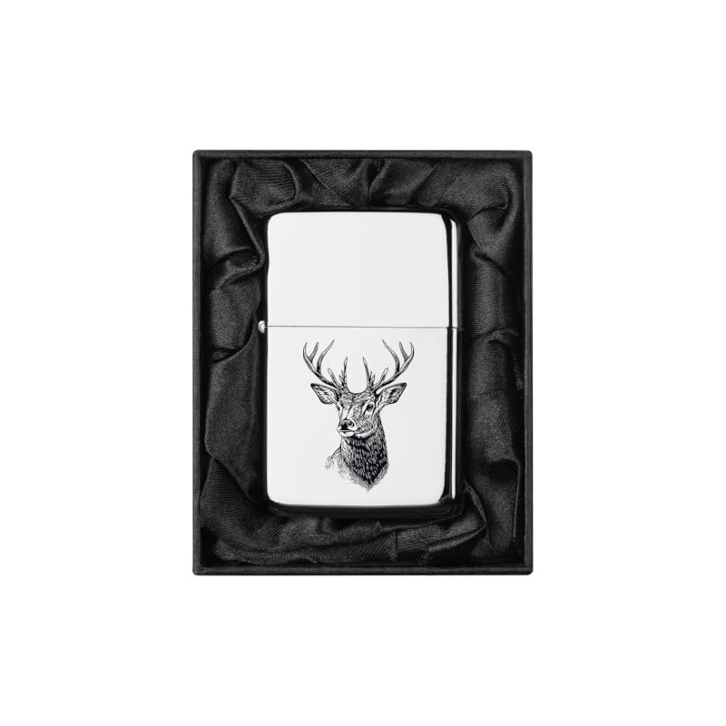 ROLYAD Lighter in Black Silk Lined Gift Box Deer (Chrome)