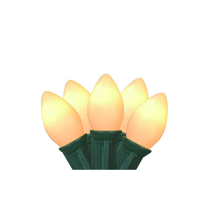 Opaque C7 Christmas String Lights - Clear - 24' Green