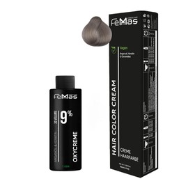 Femmas Hair Colour Set Light Blonde Sand 10.7 I Hair Colour Cream 100 ml + Oxycream 100 ml 9% I Permanent Hair Colouration + Developer I Gentle & Long-Lasting I Salon Hair Colour for Home