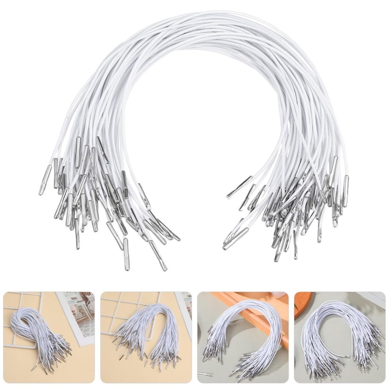 Operitacx 150Pcs Elastic Barbed Cords with Metal Ends, Stretch Loop