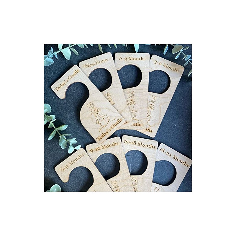 8 Wooden Baby Clothes Dividers, Nursery Hangers New Born Gift,