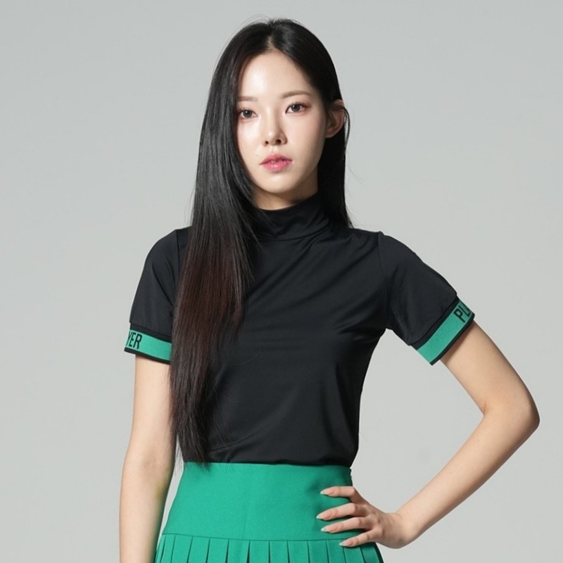 Women's Golf Wear Player Perforated Half Neck Short Sleeve Golf