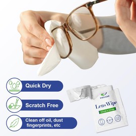 VisClear Lens Wipes for Eyeglasses, 100 Counts, Extra Moist Individually Wrapped Eyeglass Cleaner Wipes, Safe from Scratches and Streak, Glass Wipes for Eyeglasses, Camera Lens & Electronic Screens