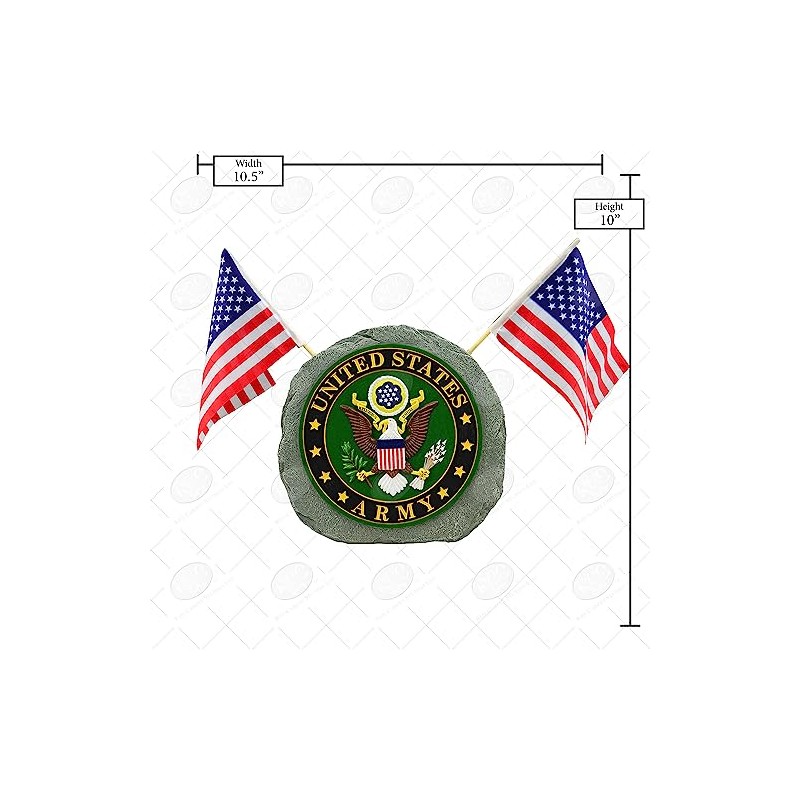 Red Carpet Studios Military Garden Stone with Flags, 10", United