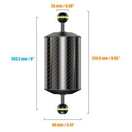 Sea frogs Carbon Fiber Float Arm D80mm, 8'', for Ultralight, Aquatic Arm, Buoyancy Provided 600g, Underwater Camera System Diving Tray Video Light/Strobe GA-10