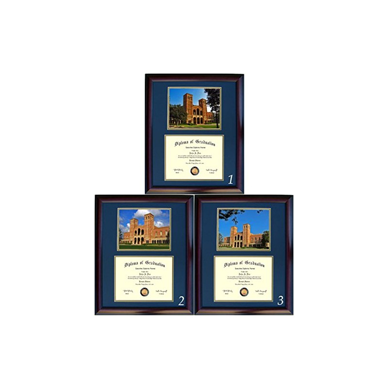 UCLA Diploma Frame - Photo Option #2 - Walnut Frame