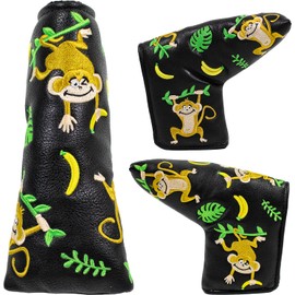 Golf Club Head Covers Putter Headcovers Mallet Putter Cover Blade Putter Cover Monkey Pattern fits Most Brands