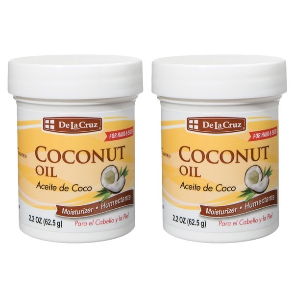 De La Cruz Coconut Oil, Expeller-Pressed, No Parabens or Artificial Colors, Packed in USA 2.2 OZ. (2 Jars)