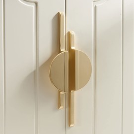 Myxekllo Gold Drawer Pulls Half Moon Drawer Pulls, Brushed Gold Cabinet Pull Handles for Kitchen Cabinet Cupboard Dresser, Hole spacing 2.5 inches 2 Pack