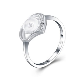 LGSY Sterling Silver CZ Heart Rings Mounting for Women, Design Ring Fitting Accessory for DIY Pearl Jewelry Making