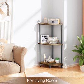 SRIWATANA 3-Tier Corner Shelf Stand for Small Space, 29.5" Standing Corner Shelf, Vintage Corner Display and Storage Shelf for Bedroom, Living Room, Home Office