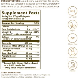 Solgar Quercetin Ester C Plus Immune Antioxidant Support 50 Veg Capsules