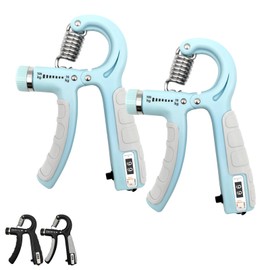 Grip Strength Trainer with 10-100kg (22-220lbs), Hand Gripper Strengthener with Counter, Adjustable Resistance Forearm Trainer, Exercise & Fitness Equipment 2 Pcs (Blue)