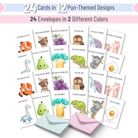 Mr. Pen- Funny Notecards with Envelopes, 24 Set, Funny Cards for Kids, Funny Geeting Cards for Kids, Blank Cards for Kids, Kids Cards, Fun Puns Blank Note Cards