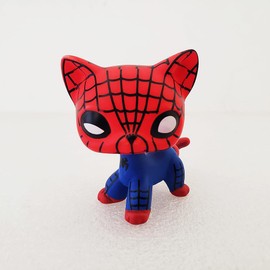 Mini Pet Custom OOAK Black Eyes Hort Hair Cat Red Blue Rare Hand Painted Figures Spider Kitty Boys Girls Kids Toys