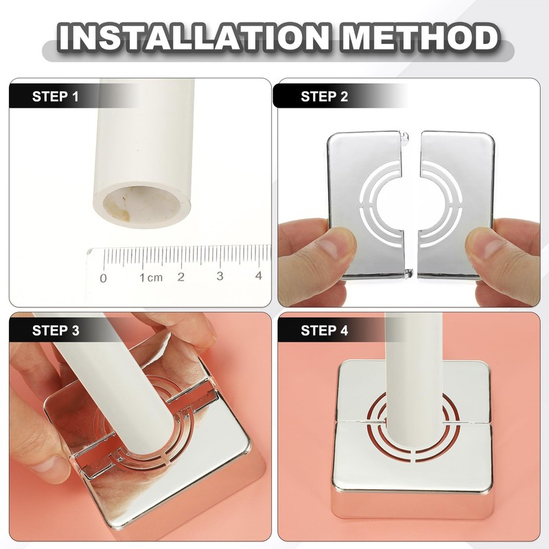 HARFINGTON 2pcs Wall Split Flange 0.79" (20mm) Plastic Square Adjustable