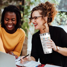 YXOTJHS Chaos Coordinator Tumbler, Chaos Coordinator Gifts for Women Boss Lady Coworker Manager Teacher Assistant Mom-Thank You Gift, Birthday Gifts for Women-20 Oz Stainless Steel Tumbler