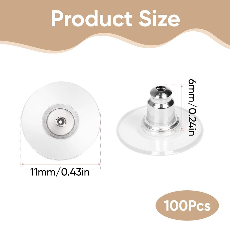 100PCS Clear Plastic Earring Backs: Non-Slip Safety Earring Back for