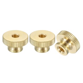 uxcell Knurled Thumb Nuts, 3Pcs M6 x D20mm x H12mm Brass High Head Through Hole with Collar High Head Through Hole Round Knobs Fasteners for 3D Printer Parts, Machine Tools