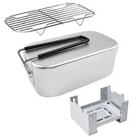 Lixada Mini Folding Stove Lunch Box Steaming Rack Combo Set for Picnic Camping Hiking Fishing Mountaineering