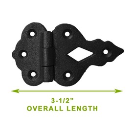 Renovators Supply Manufacturing Cabinet Hinges 2 in. Black Wrought Iron Hoosier 3/8 in. Offset Kitchen Cabinet Hinges with Hardware Pack of 8