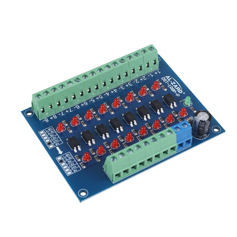 DONGKER Optocoupler Isolation Board, 24V to 3.3V 8-Channel Photoelectric Isolation