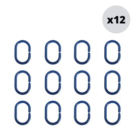 MSV 140852 Plastic Shower Curtain Rings Set of 12 Polypropylene 6 x 0.4 x 4 cm dark blue