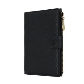 WASON Leather Passport Holder - Passport Holder with Zipper Pocket for ID, Boarding Pass, Ticket, Cash, SD Card and Travel Essentials for Men Women, black, Casual