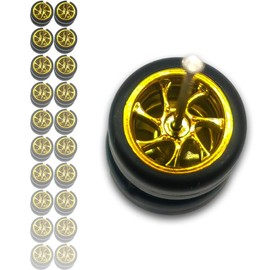 WAVEIST 1/64 Model Cars Wheels with Rubber Tires for 1:64 Diecast Vehicles,Sporty,JDM,Muscle,Off-Road Style Miniature Modified Accessories (10 Sets/Box) (Electroplate Gold(10 Sets/Box)), HW01