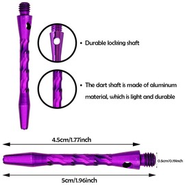 JpGdn 36Pcs Darts Shafts Metal and Flights Set in Purple Color Aluminum Dart Stems Darts Throwing Accessories for Dart Games