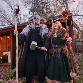 Joukavor Viking Troll Cross Rope Belt - Medieval Norse Witch Belt for Women, Navy, One Size