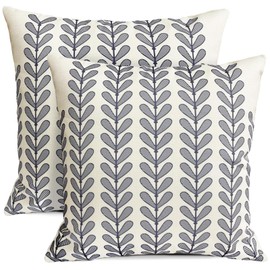 RYSMIYOU Decorative Throw Pillow Covers Set of 2 Blue Pillow Covers 18x18 Inch Throw Pillow Cover Linen Pillowcase Modern Boho Farmhouse Outdoor Pillow Covers for Couch Sofa Bed Living Room
