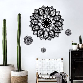 Mestiker Wall Sticker, Mandala Lotus, Mandala Wall Sticker, Removable Stylish, Scandinavian Entryway, DIY Poster, Wallpaper, Wall Decor, Kindergarten, Nursery, Children's, Room Decoration, Educational