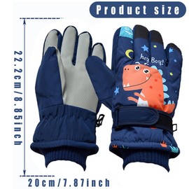 BCEDIGAD Dinosaur Ski Gloves, Children's Winter Gloves, Warm Winter Snow Gloves, 6-12 Years, Girls, Boys, Windproof Winter Gloves, Thermal Gloves for Skiing, Cycling