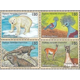 Prophila Collection UNO Geneva 305-308 Block of Four (Complete Edition) Mint NH 1997 Endangered Animals (Stamps for Collectors) Other Mammals (Monkeys, Dinosaurs, Elephants …)