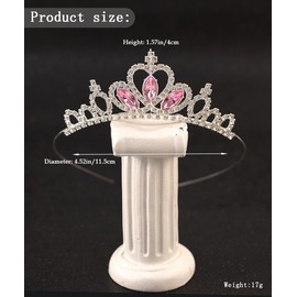 Yheahin Sparkly Princess Crystal Tiara and Crown Rhinestone Cross Birthday Tiara Bride Wedding Costume Hair Accessories for Girls (Silver and light pink)