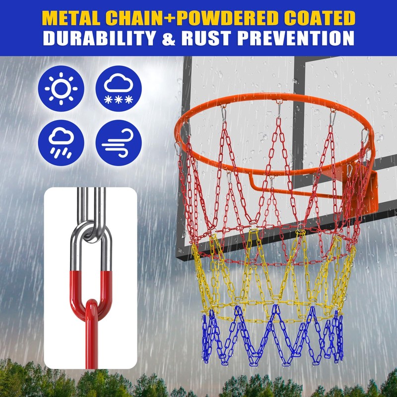 Heavy Duty Basketball Hoop Net, Anti-Rust Carbon Steel Chain Net