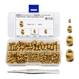 Pack of 271 Threaded Insert, M2 M3 M4 M5 Melting Nuts Insert Nut, Brass Threaded Bushings Internal Thread Knurled Nuts for Plastic Parts or 3D Printing Parts by Ultrasonic