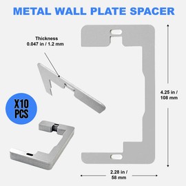 OKAWYC Wall Plate Spacer, 10-Pack Metal Flush Fit Leveling Plates – Receptacle Spacers & Outlet Shims for Loose Electrical Outlets, Single-Gang Electrical Box Levelers for Wall Fix & Outlet Alignment